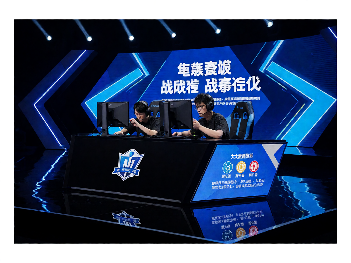 电竞比赛现场，选手在舞台上竞技